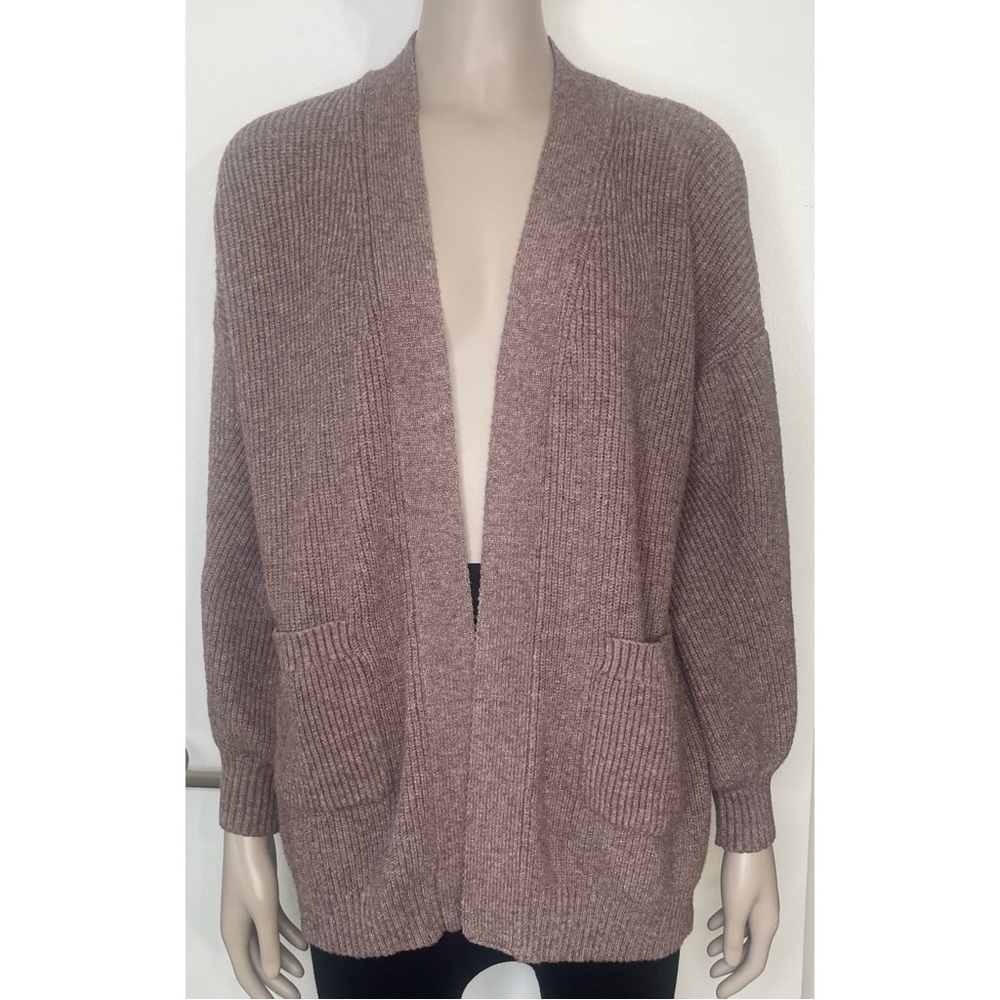 Debut Open Front Ribbed Knit Cardigan